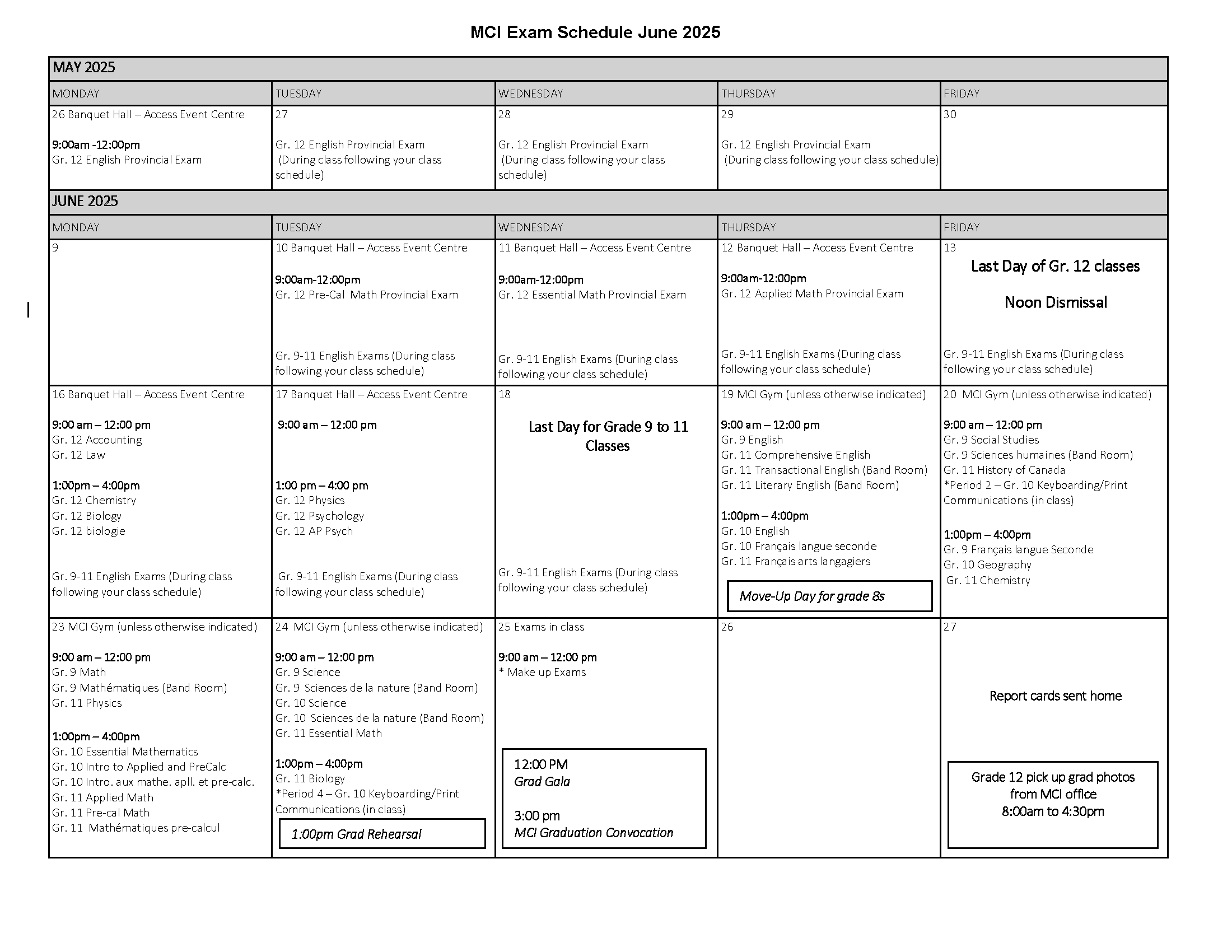 June 2025 Exam Schedule is Now Available