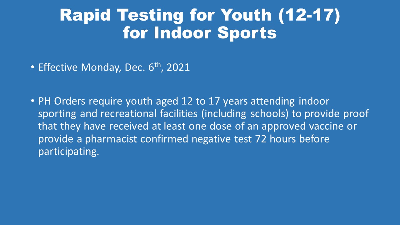 Rapid Testing for Youth for Indoor Sports